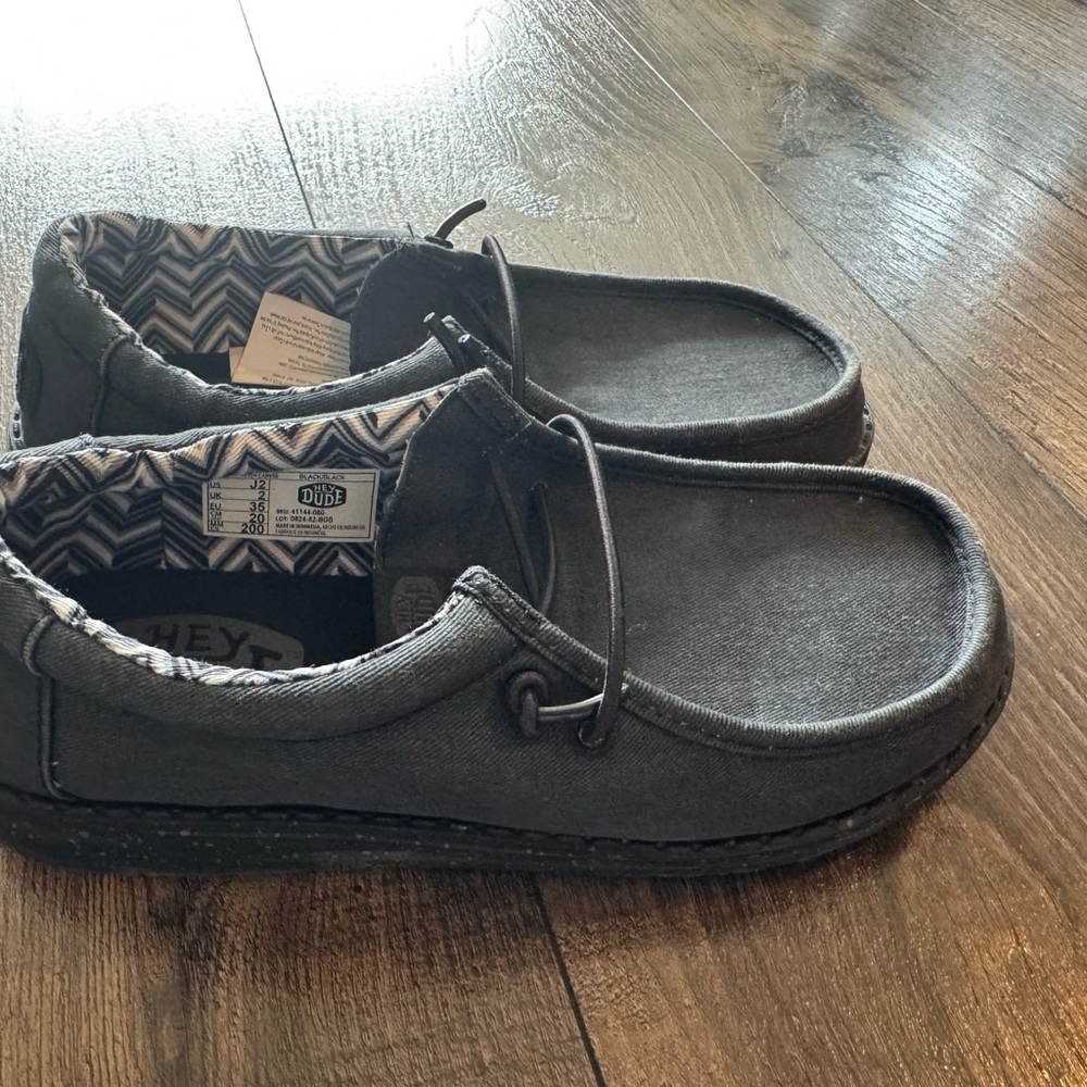 Hey Dude Black and Gray Canvas Shoes